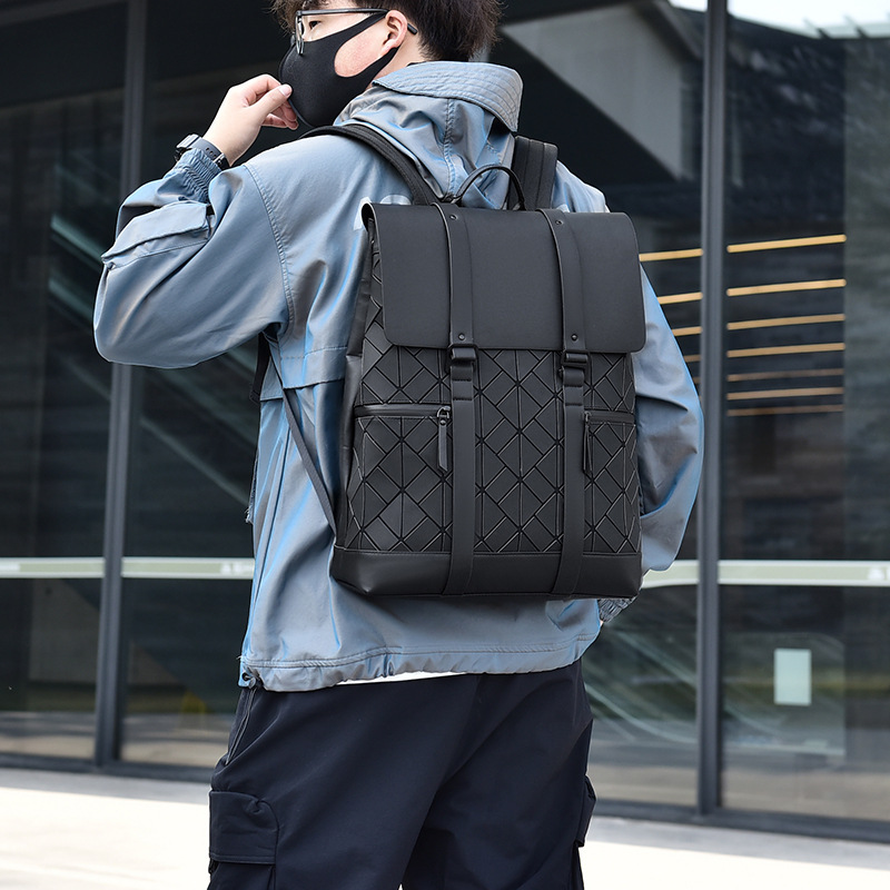 Cross-border new trendy casual backpack, student backpack, school bag, male college student, high appearance level, large-capacity computer bag full figure