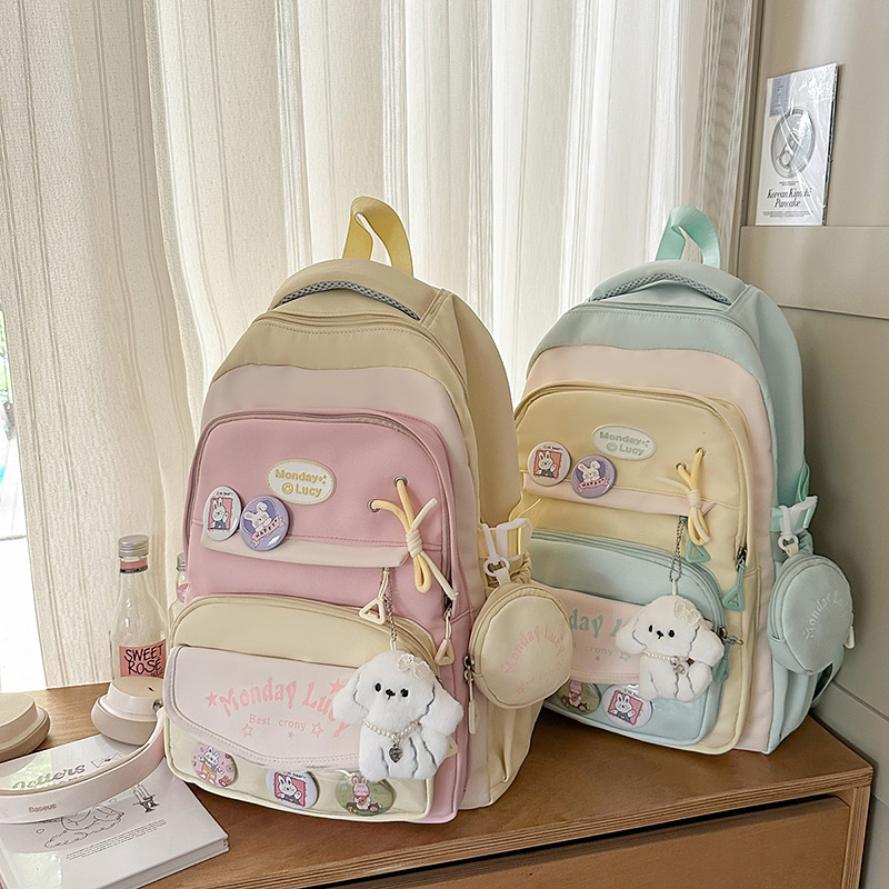 Junior high school student cat pain bag backpack, high school student large-capacity college backpack, cute girl student schoolbag details Picture