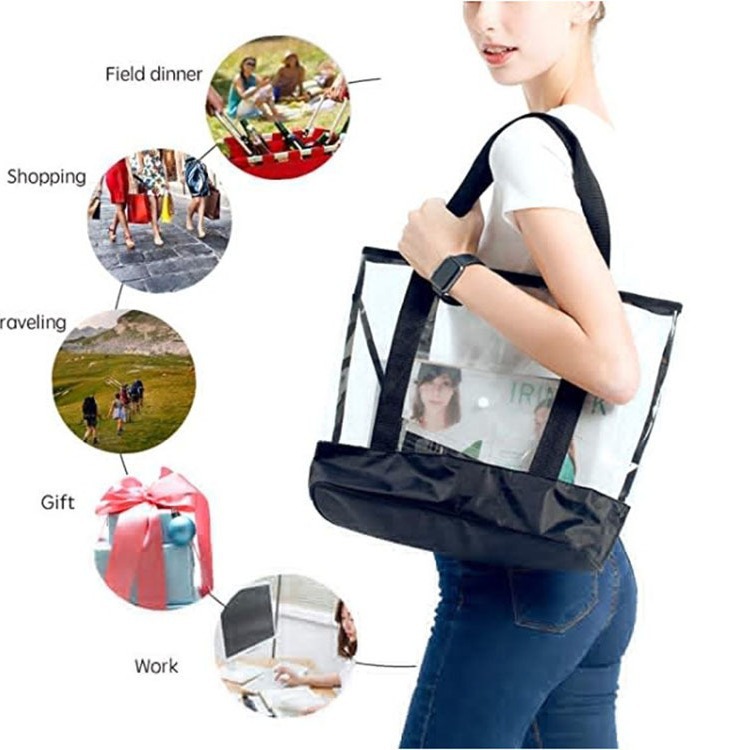 Wholesale cross-border PVC single-shoulder hand-carry supermarket shopping bags, popular makeup bags, large-capacity travel portable storage bags Specification drawing