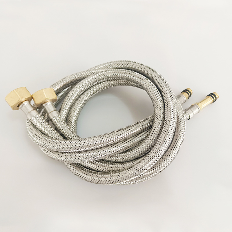 304 stainless steel braided hose, kitchen sink, cold and hot water faucet, water inlet pipe, washbasin faucet, pointed pipe details Picture