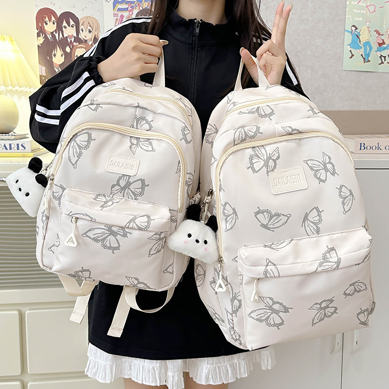 Cross-border Japanese-style wind Butterfly backpack for girls, a large-capacity schoolbag for junior high school and primary school students, and a lightweight backpack for traveling details Picture