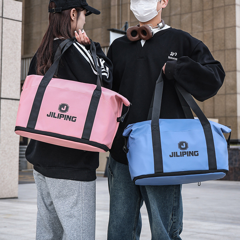 Travel bag for women, short-distance, large-capacity expandable fitness bag, dry and wet separation, hand-held crossbody bag, simple sports backpack for men details Picture