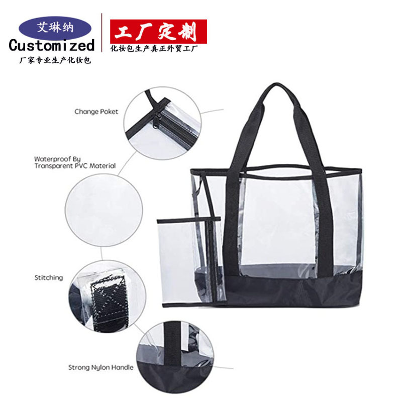 Customized cross-border Amazon single-shoulder hand-carry supermarket shopping bags, popular large-capacity waterproof transparent shopping bags Application Scenario