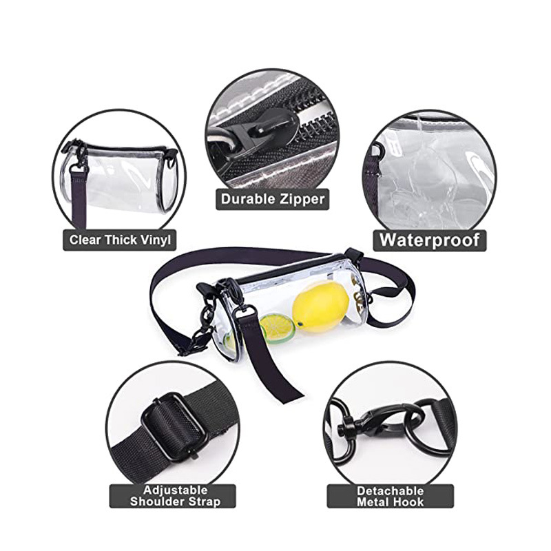 New cross-border transparent pvc cylindrical crossbody bag, stadium visual tote bag, small change, mobile phone storage bag Application Scenario