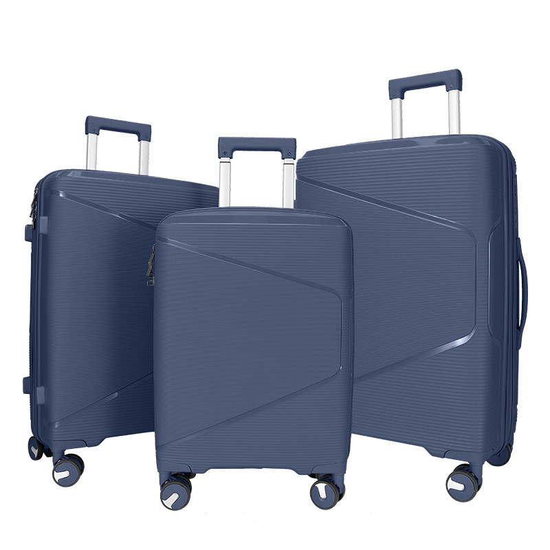 Cross-border 20/24/28-inch three-piece PP suitcase set, combination lock, men's and women's casual travel suitcase, swivel wheel handle case full figure