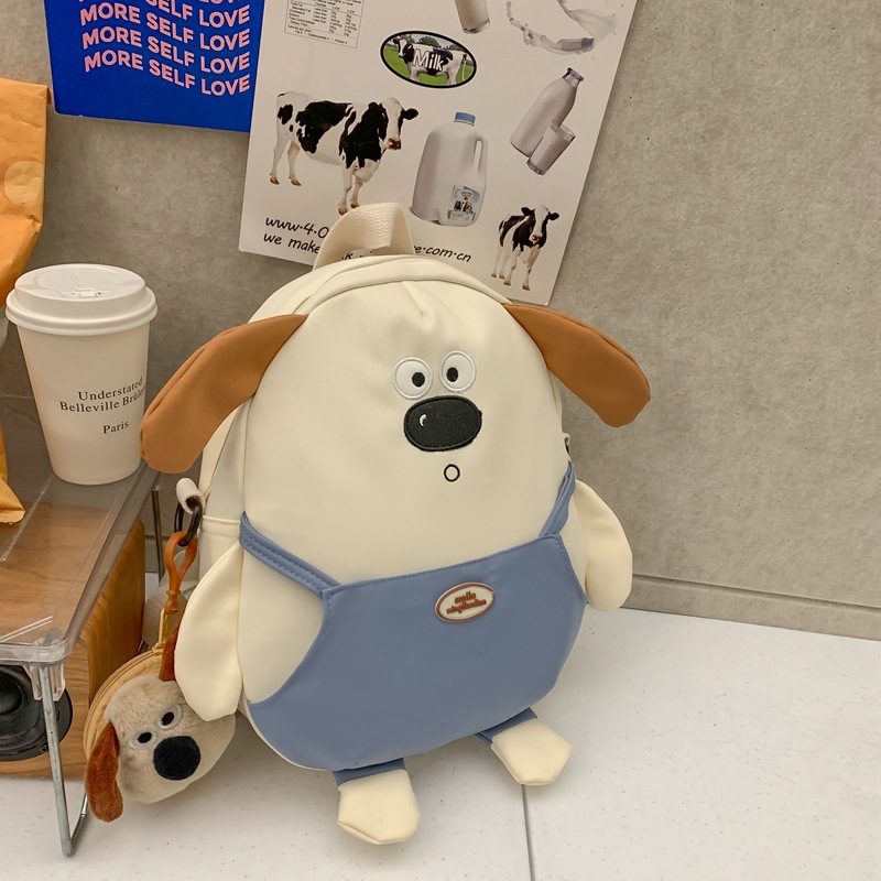 Cute girl puppy backpack, new cartoon backpack for girls, travel bag for junior high school students and class bag for college students Specification drawing