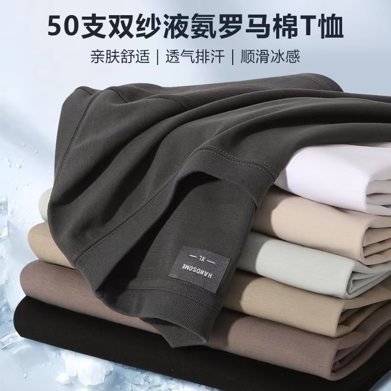 Cross-border 210/㎡ 50-count double-yarn Rowan Roman cotton men's and women's same style short-sleeved T-shirt advertising shirt Men's casual wear cultural shirt advertising shirt T-shirt style novel, comfortable and breathable short-sleeved detail image 6