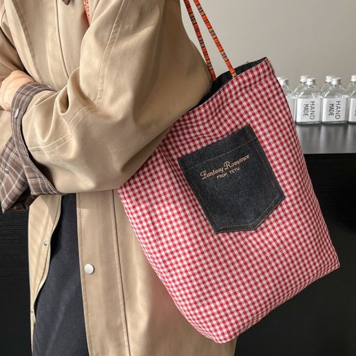 ins' new American retro denim dual-purpose double-sided single-shoulder backpack, large-capacity, versatile and fashionable commuter tote bag full figure