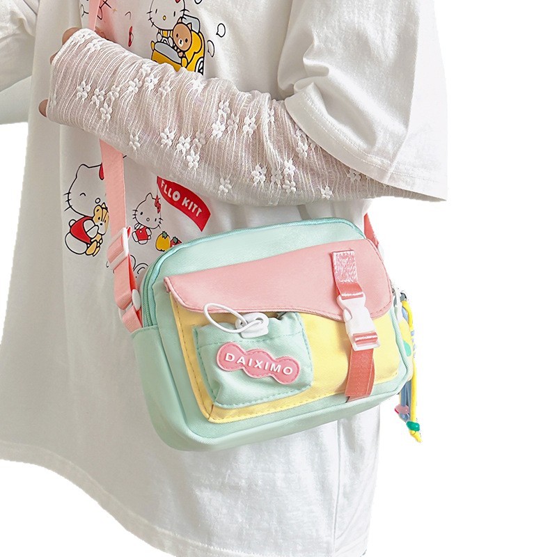 Japanese-style cute little backpack, fashionable and versatile on Instagram, student's fresh and cute candy-colored nylon crossbody bag for travel Item Picture