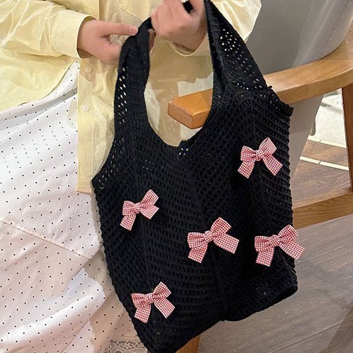 Cross-border European and American single-shoulder bags, women's underarm bags, women's woven tote bags, 2024 new Korean-style versatile knitted bags full figure