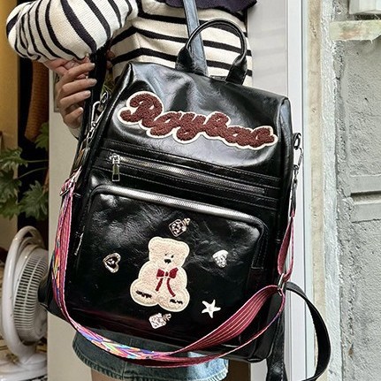 New multi-functional cute backpack, large-capacity student schoolbag, cartoon backpack, casual single-shoulder crossbody bag details Picture