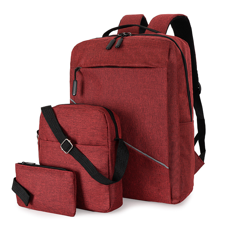 Wholesale of new three-piece men's backpacks, large-capacity outdoor travel backpacks, and casual Oxford cloth computer bags Item Picture