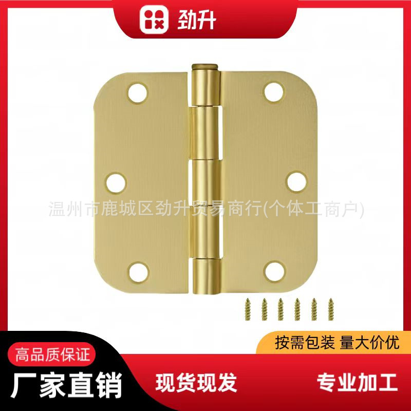 American-style rounded corner hinges, matte black plastic flat opening iron hinges, 3-inch, 3.5-inch, 4-inch large rounded corner civilian door and window hinges Specification drawing
