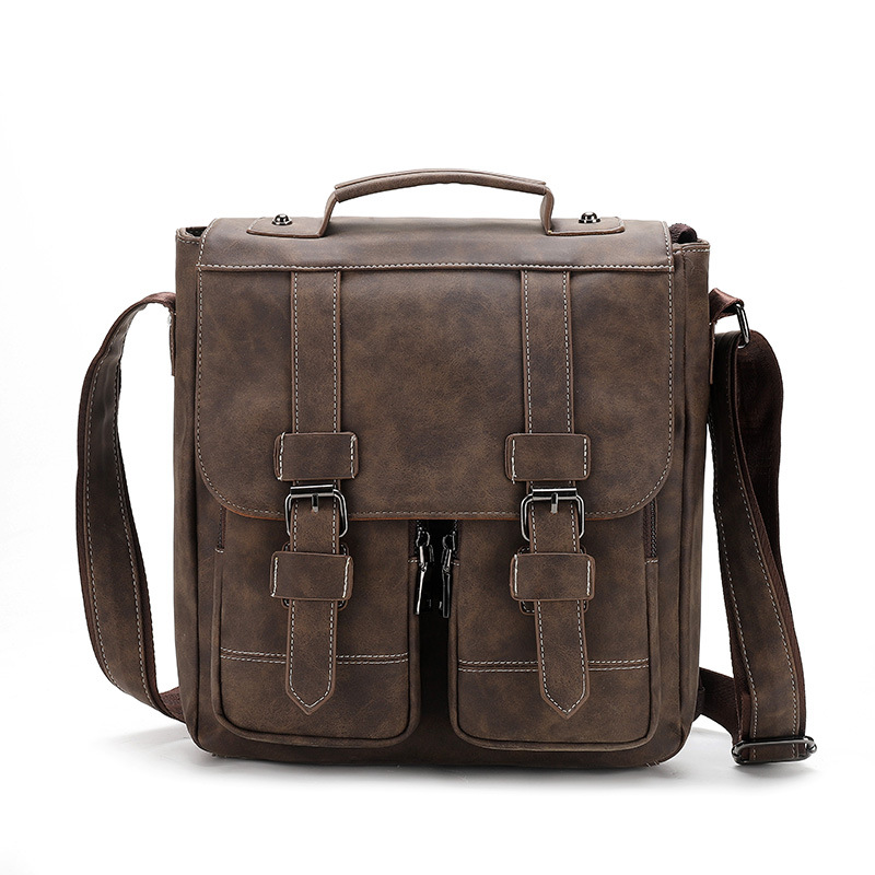 New men's shoulder bag with retro design, horizontal shoulder bag, handbag, Korean version waterproof and wear-resistant crossbody bag Item Picture