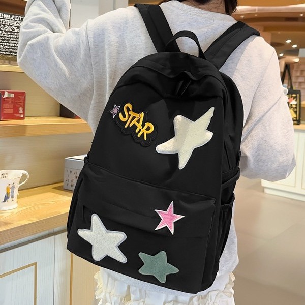 New casual backpack for junior high school students, large-capacity Korean-style schoolbag, fashionable and cute star academy style backpack full figure
