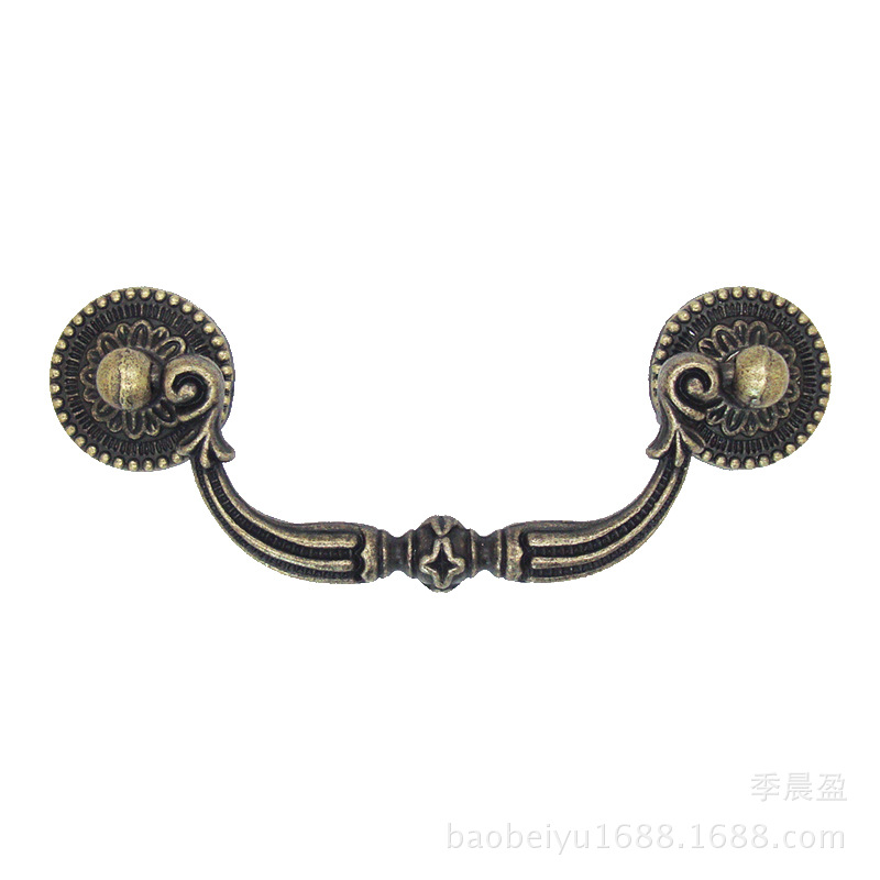 Chengyu K099 Antique European-style drawer handle, retro jewelry box, wooden box handle, zinc alloy hand-held classical handle Item Picture