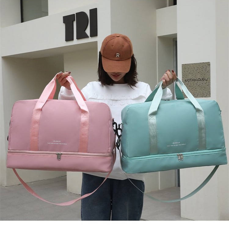 Shoe compartment yoga fitness bag, outdoor sports travel bag, dry and wet separation large capacity single-shoulder carry-on luggage bag details Picture