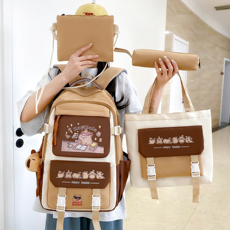 The new Kapibala schoolbag is a dirt-resistant and wear-resistant backpack for junior high school students, suitable for both boys and girls, and has a large capacity details Picture