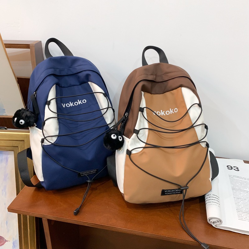 Cross-border color-blocking casual large-capacity backpack, simple and sporty style, trendy backpack for junior and senior high school students when going out Specification drawing