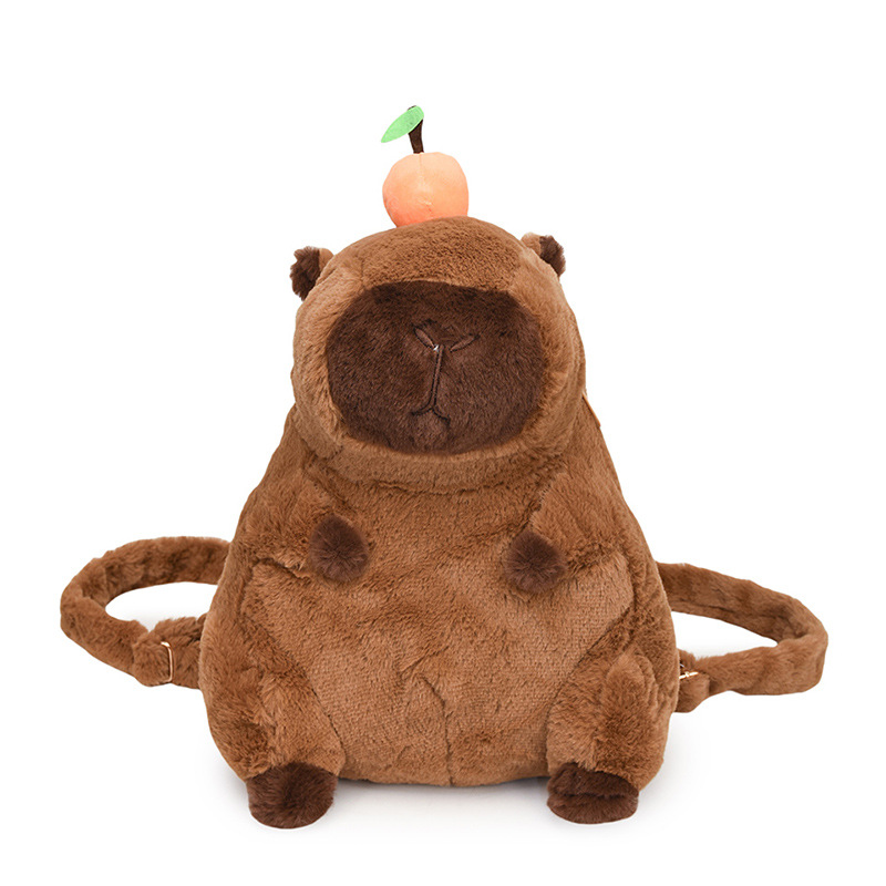 Wholesale of Capibara plush bags, double backpacks, children's capybara bags, cute animal dolls, backpacks and cartoon figurines Item Picture