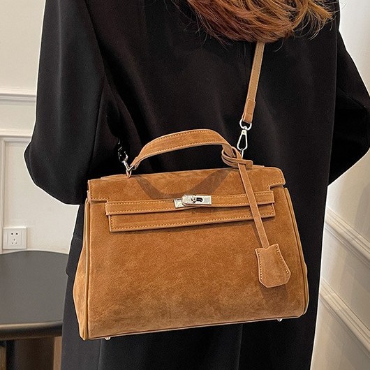 Autumn and winter PU wide shoulder strap Kelly bag for ladies, a high-end 2024 new large-capacity handbag, single-shoulder crossbody bag full figure