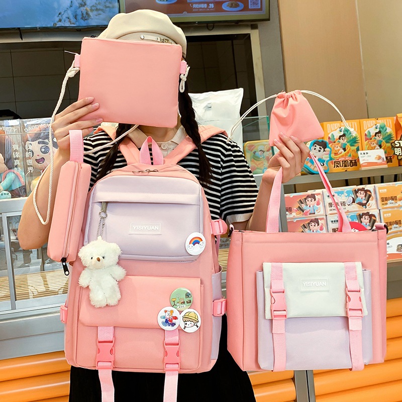 Wholesale of new casual canvas backpacks for primary and secondary school students, large-capacity Korean version backpacks for girls, and hand-held tutorial bags details Picture