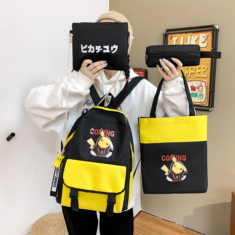 New 3456 grade primary school student schoolbag cartoon printed four-piece backpack, Korean version large-capacity backpack full figure