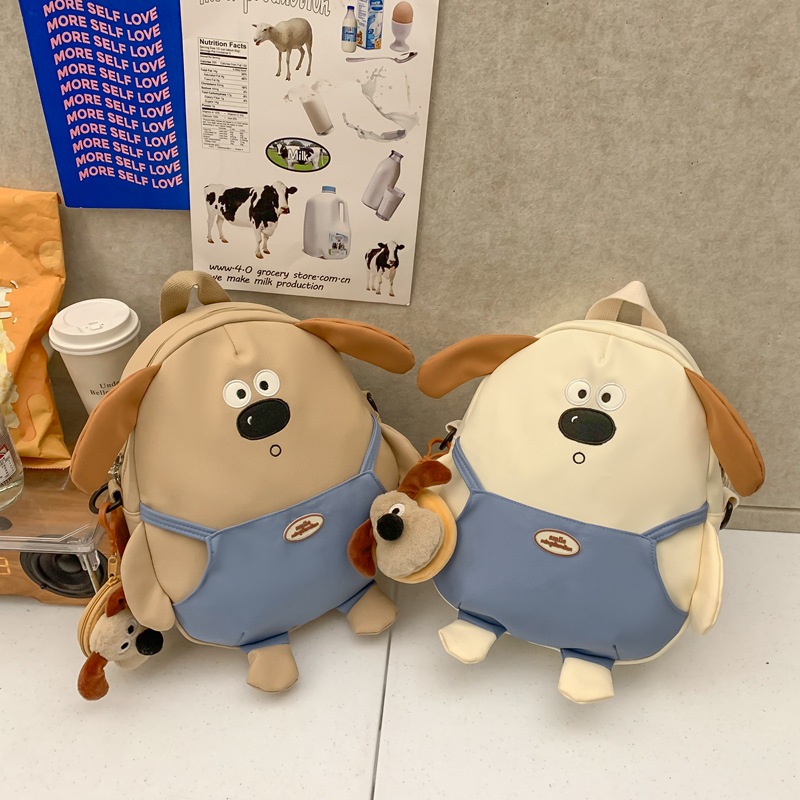 Cute girl puppy backpack, new cartoon backpack for girls, travel bag for junior high school students and class bag for college students full figure