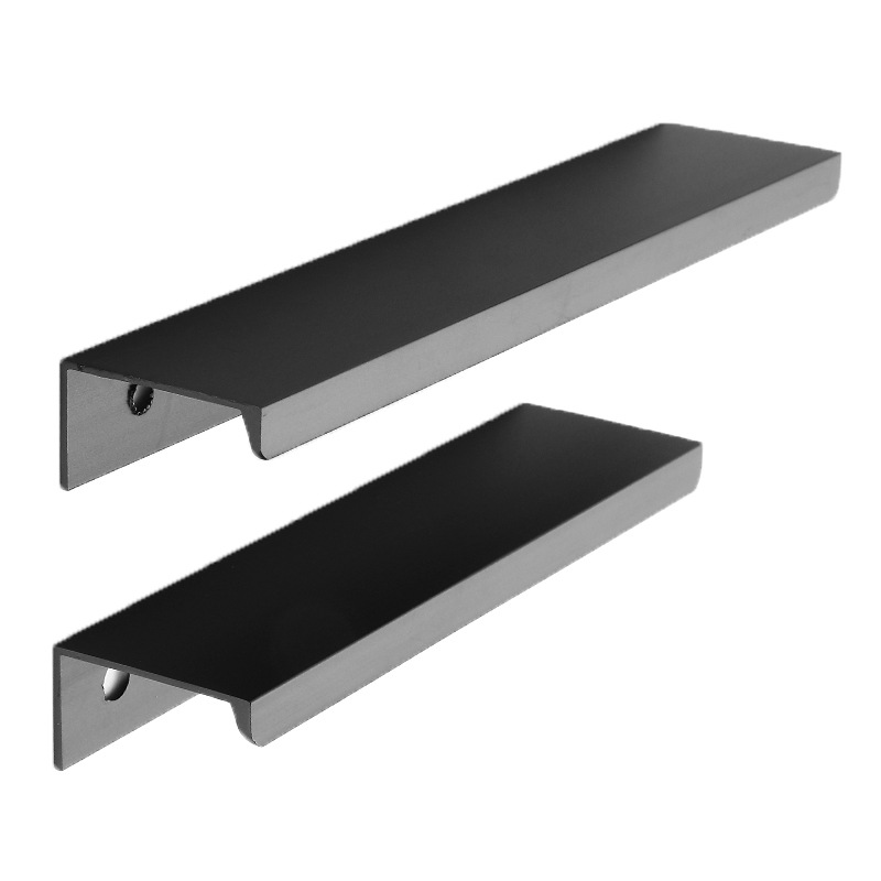 Modern and simple cabinet, wardrobe door and drawer handles with no drilling edge sealing and extended invisible aluminum profiles Specification drawing