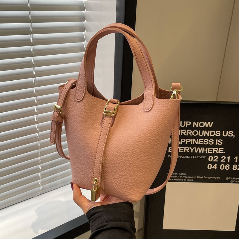 High-end texture lychee pattern basket bag for women, 2024 new versatile commuter mother-and-child bag, fashionable single-shoulder crossbody bag details Picture