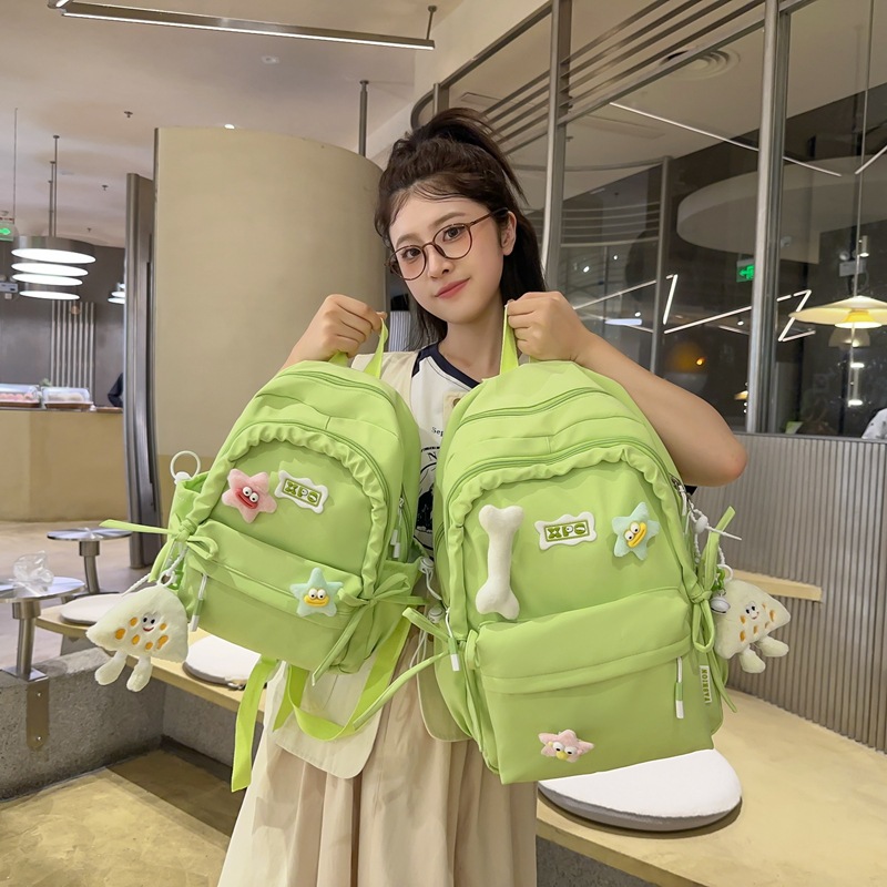 High appearance level girl schoolbag, cute, simple for junior and senior high school campus, large-capacity backpack, dopamine primary school student backpack details Picture