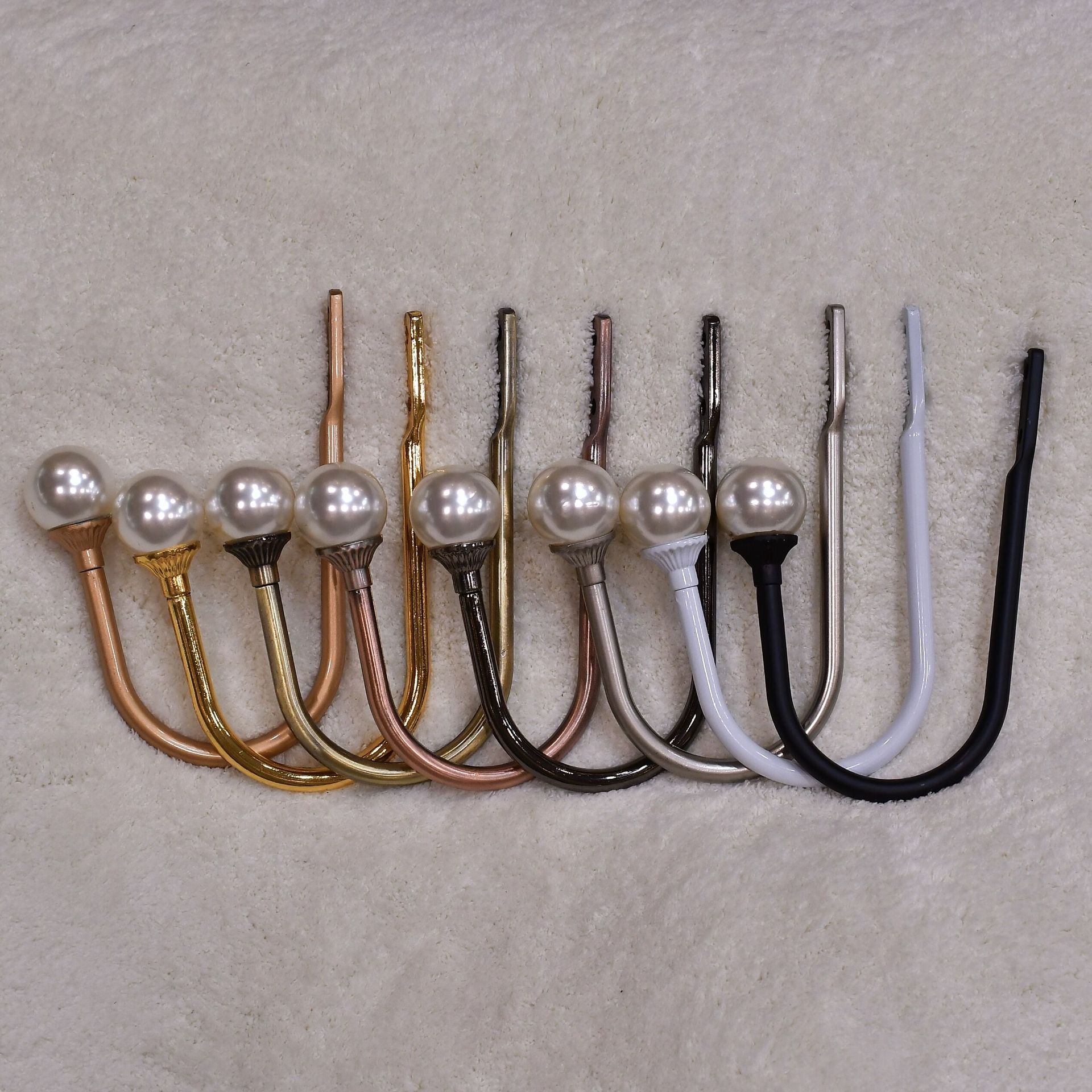 【 Yonghao Hardware 】 Factory direct sales, cross-border supply, pearl small curved hooks, curtain hooks, wall hooks full figure