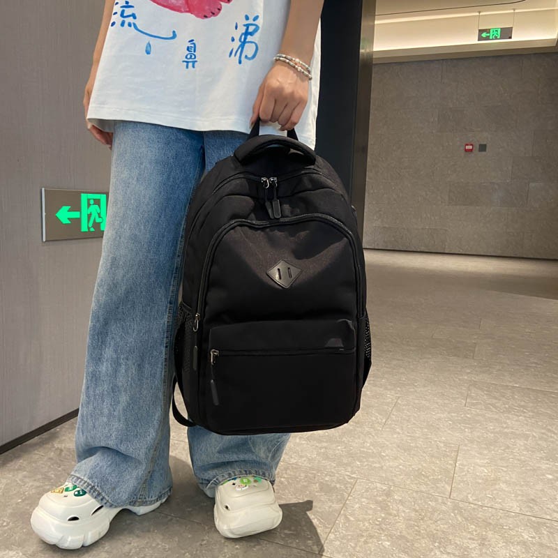 Trendy backpack, durable, simple and large-capacity backpack, junior high school computer bag, and casual schoolbag for college students details Picture