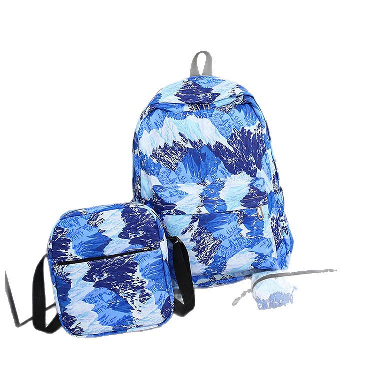 2025 New retro tie-dyed schoolbag for primary and secondary school students, casual cross-border outdoor backpack, three-piece set for girls Item Picture