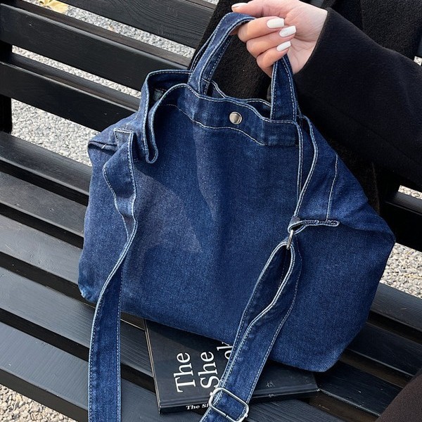 Denim canvas single-shoulder bag, large-capacity shopping bag, niche artistic tote bag, Japanese and Korean casual and versatile handbag for women Application Scenario