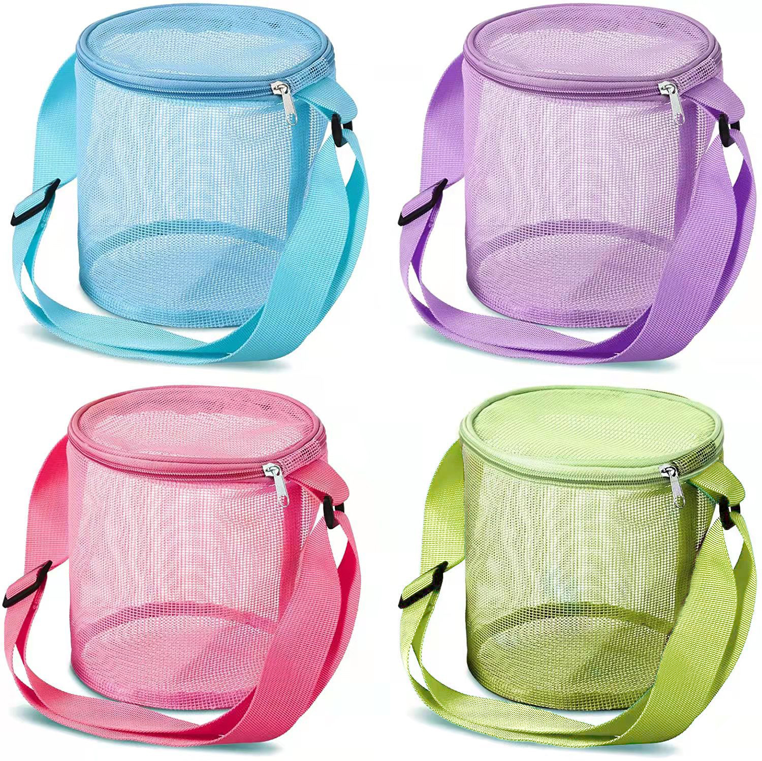 Amazon's new children's mesh shell storage bag, beach three-dimensional round sand-digging bucket toy organization and collection bag full figure