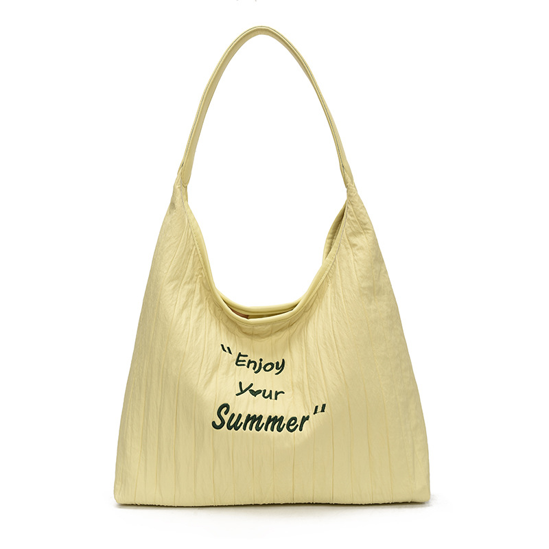 Lazy style letter hand-held bucket bag 2025 new style, versatile, simple, large capacity, solid color underarm single-shoulder bag for commuting Item Picture