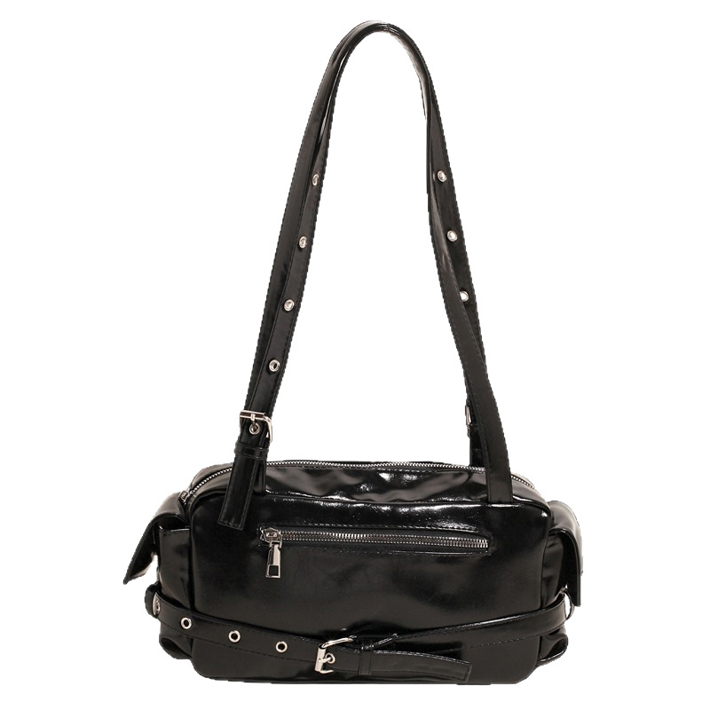 Cross-border Korean version versatile Tote bag 2025 New riveted motorcycle bag, trendy underarm bag, work commuting single-shoulder bag Item Picture