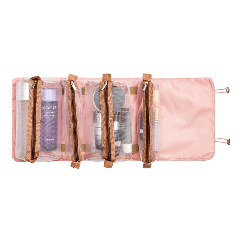 Detachable four-in-one makeup bag, women's multi-functional portable travel storage bag, large-capacity waterproof mesh toiletry bag Item Picture