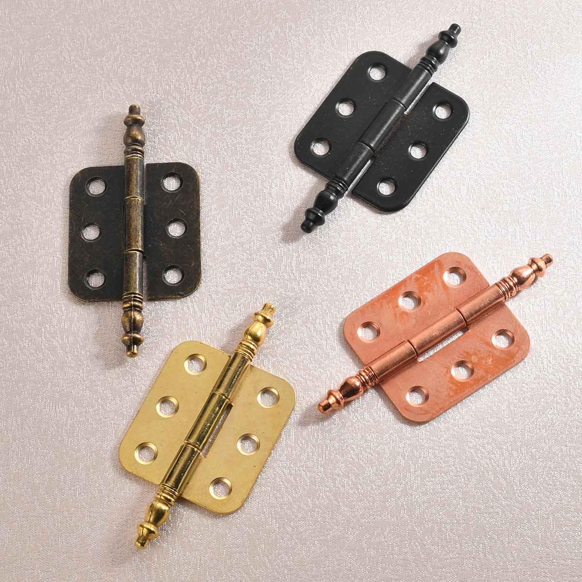 Jingmao -1018 Crown Head Home Decoration Hardware Accessories Antique Hinge 6-hole Gift box Iron Sheet Open Hinge Specification drawing