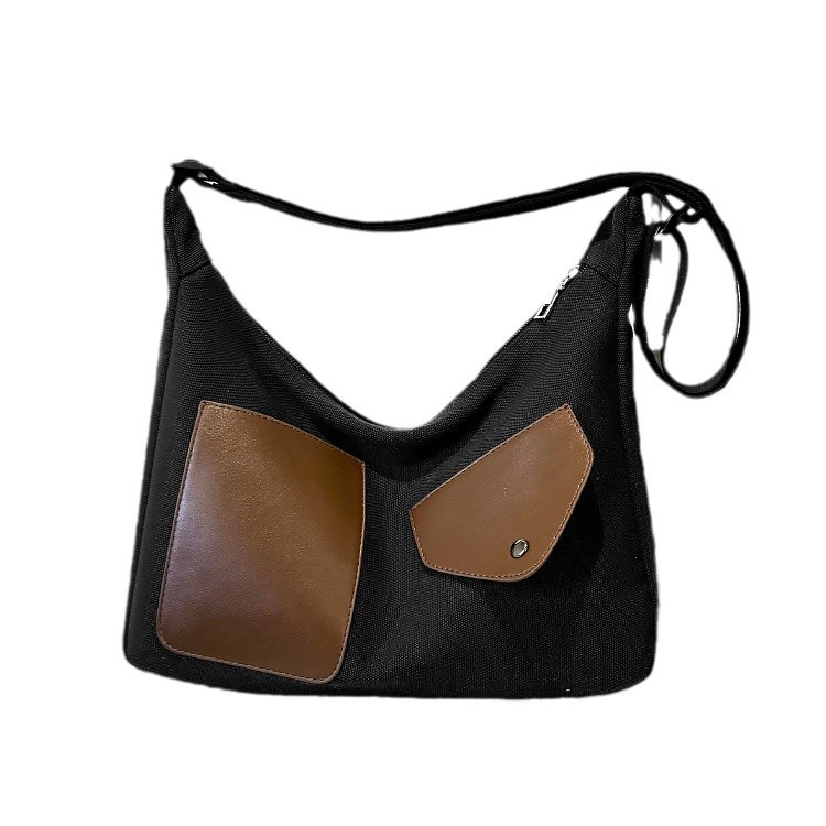 ins Japanese large-capacity canvas bag, women's casual and versatile single-shoulder dumpling bag, student's school commuting crossbody bag Item Picture