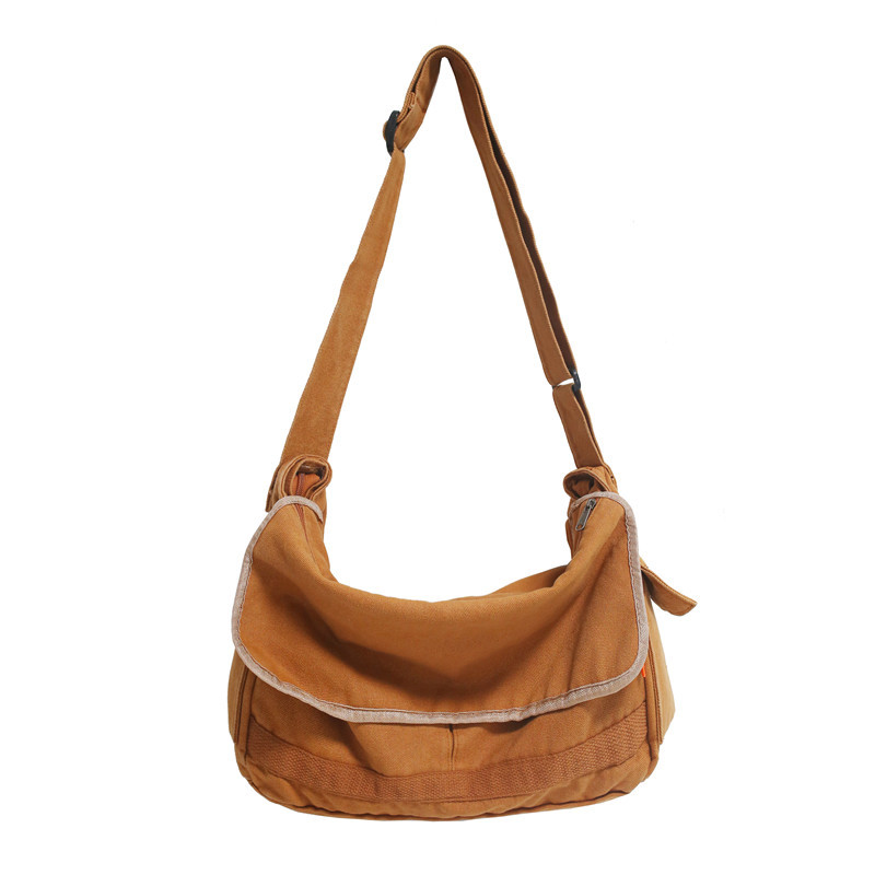 Japanese-style washed canvas crossbody bag, female casual college student cloth bag, single-shoulder bag for class, large-capacity canvas bag, backpack Item Picture