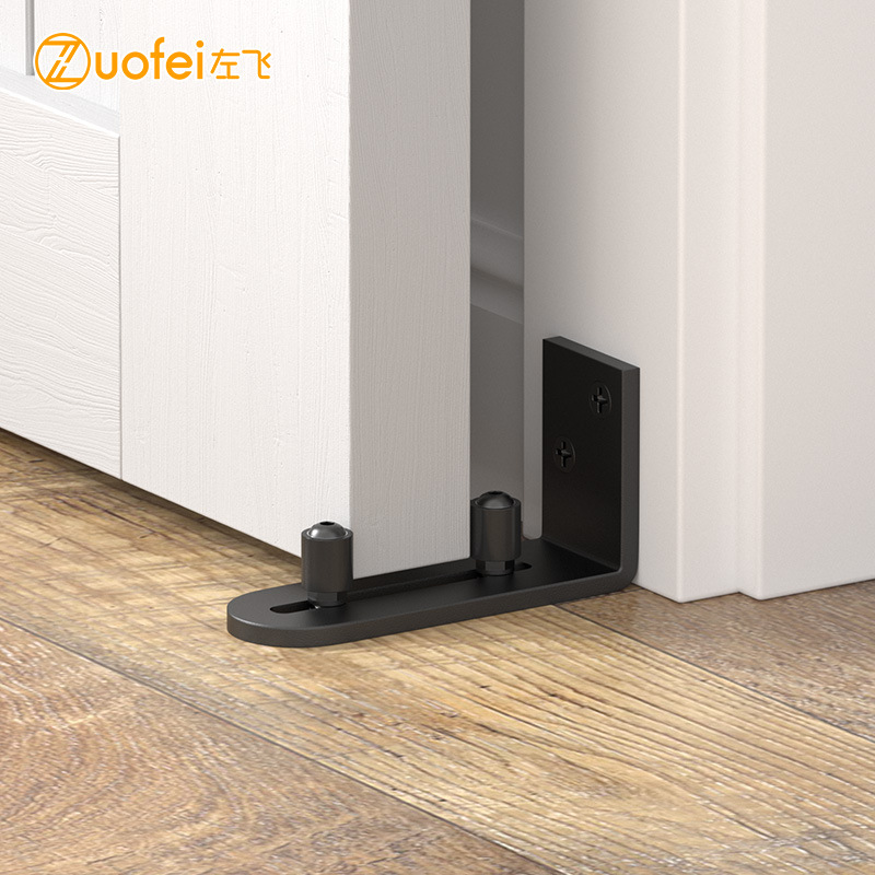 New black double-wheel bearing ground and wall guides for American barn door sliding door stoppers sold directly from the factory details Picture