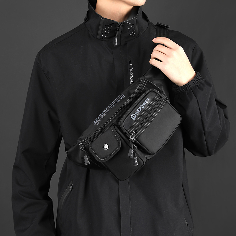 The new WEPOWER men's functional waist bag is simple, lightweight, crossbody single-shoulder bag and multi-layer outdoor storage chest bag details Picture