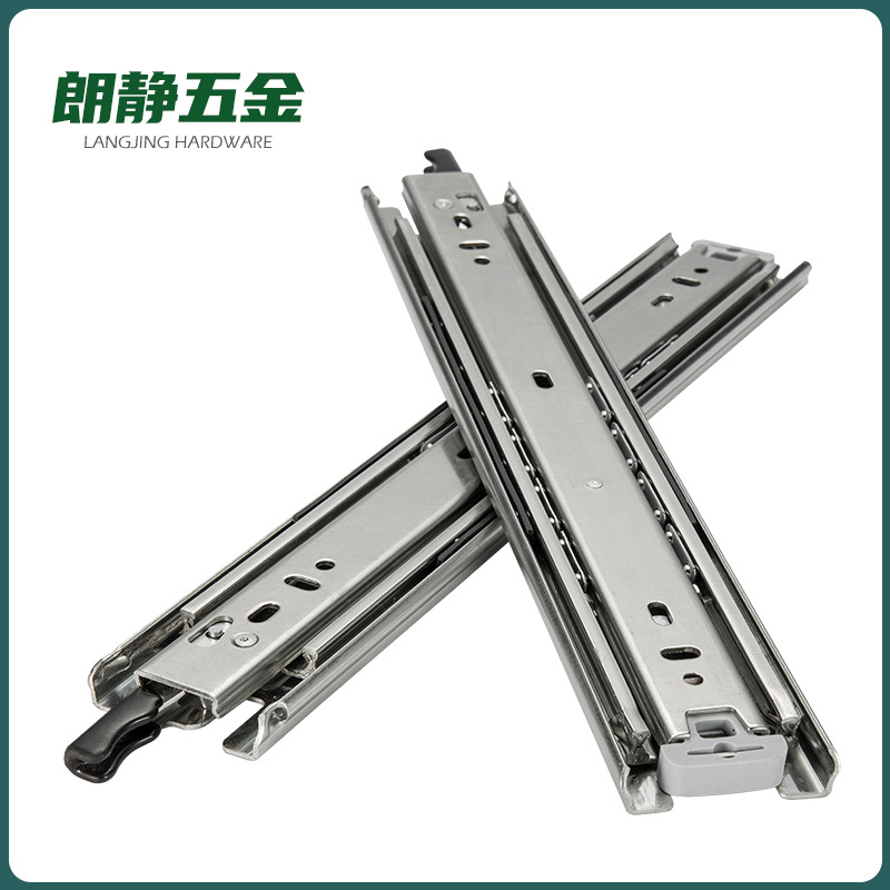 51-wide three-section lockable heavy-duty rail industrial tool box cabinet slide rail with a load-bearing capacity of 136 jin, self-locking type guide rail manufacturer Application Scenario