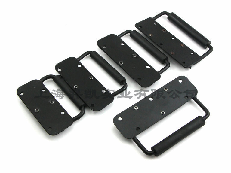 Black spring folding handle toolbox, movable handle wooden box, ring handle, industrial equipment box handle Item Picture