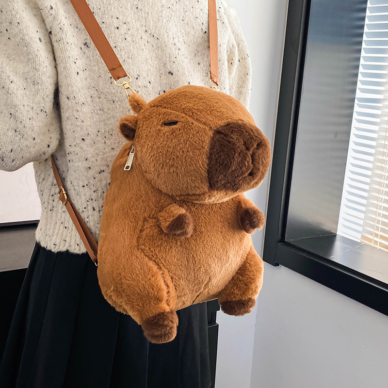 Kabipala plush Cartoon double-shoulder Capybara Bag 2023 New Style Cartoon Girl Gift crossbody Bag Direct sale details Picture