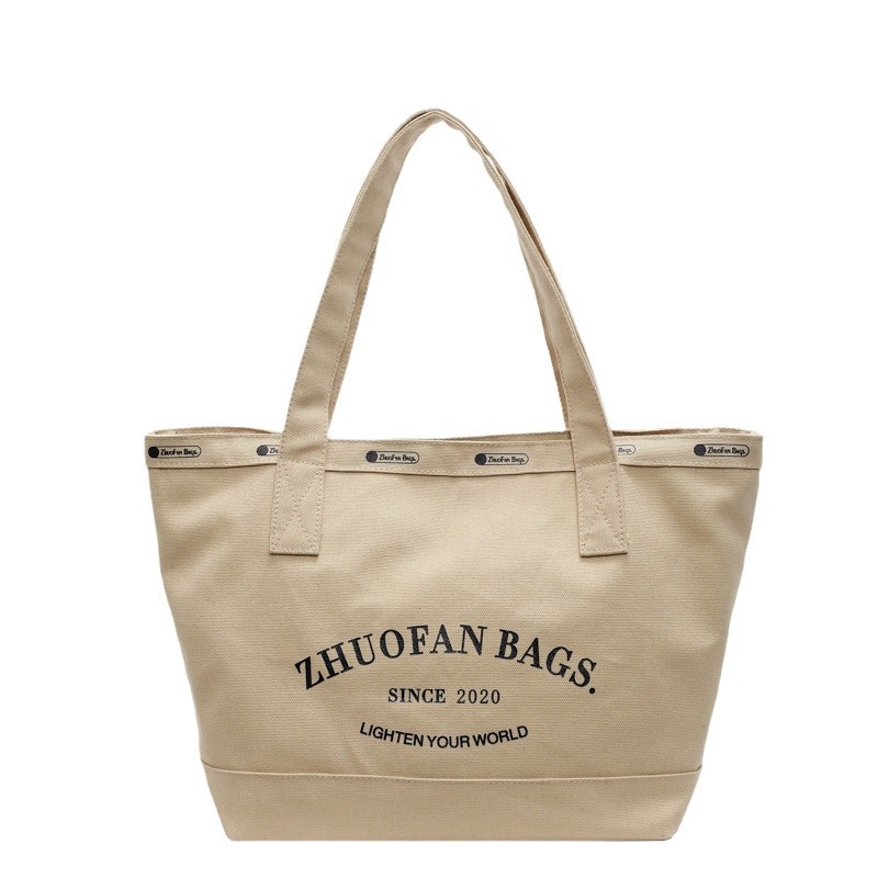 Cross-border canvas bag for women, 2025 new style simple tote bag, large capacity handbag for students' class, retro underarm Item Picture