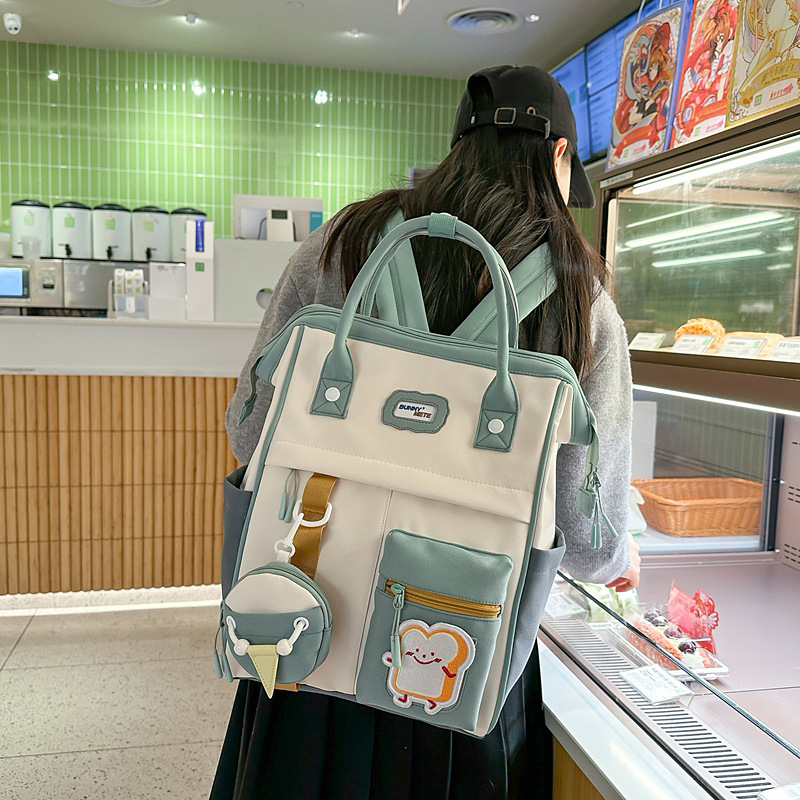 Korean junior high school schoolbag, high appearance level, large-capacity backpack for female high school students, fresh and fashionable travel bag and backpack full figure