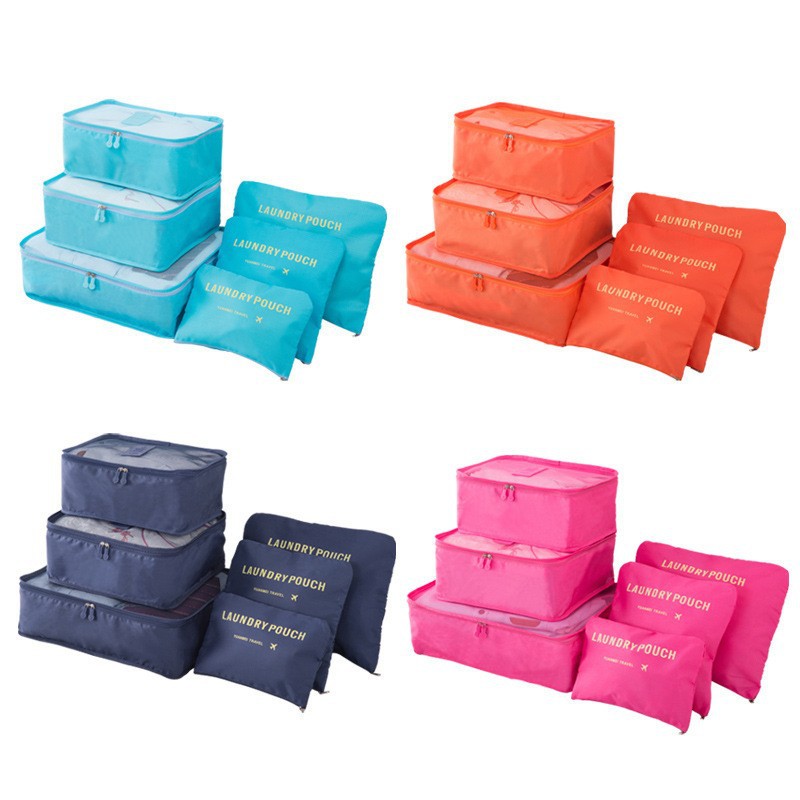 Cross-border travel six-piece storage bag set, outdoor luggage and clothing storage bag, clothes, underwear, shoes and storage bag Item Picture